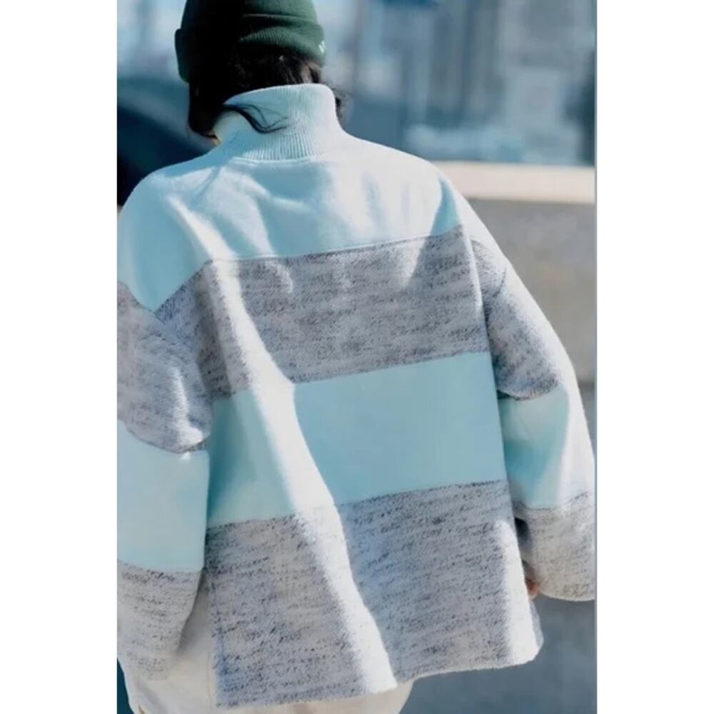 Daily Practice By Anthropologie Oversized Striped Sweater Mint Size Large - Picture 3 of 12